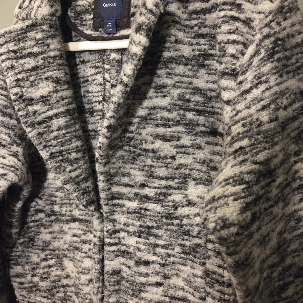 Gap‎ Kids Wool Blend Sweater Jacket, Girl's Size XXL 14/16, Gray & Black